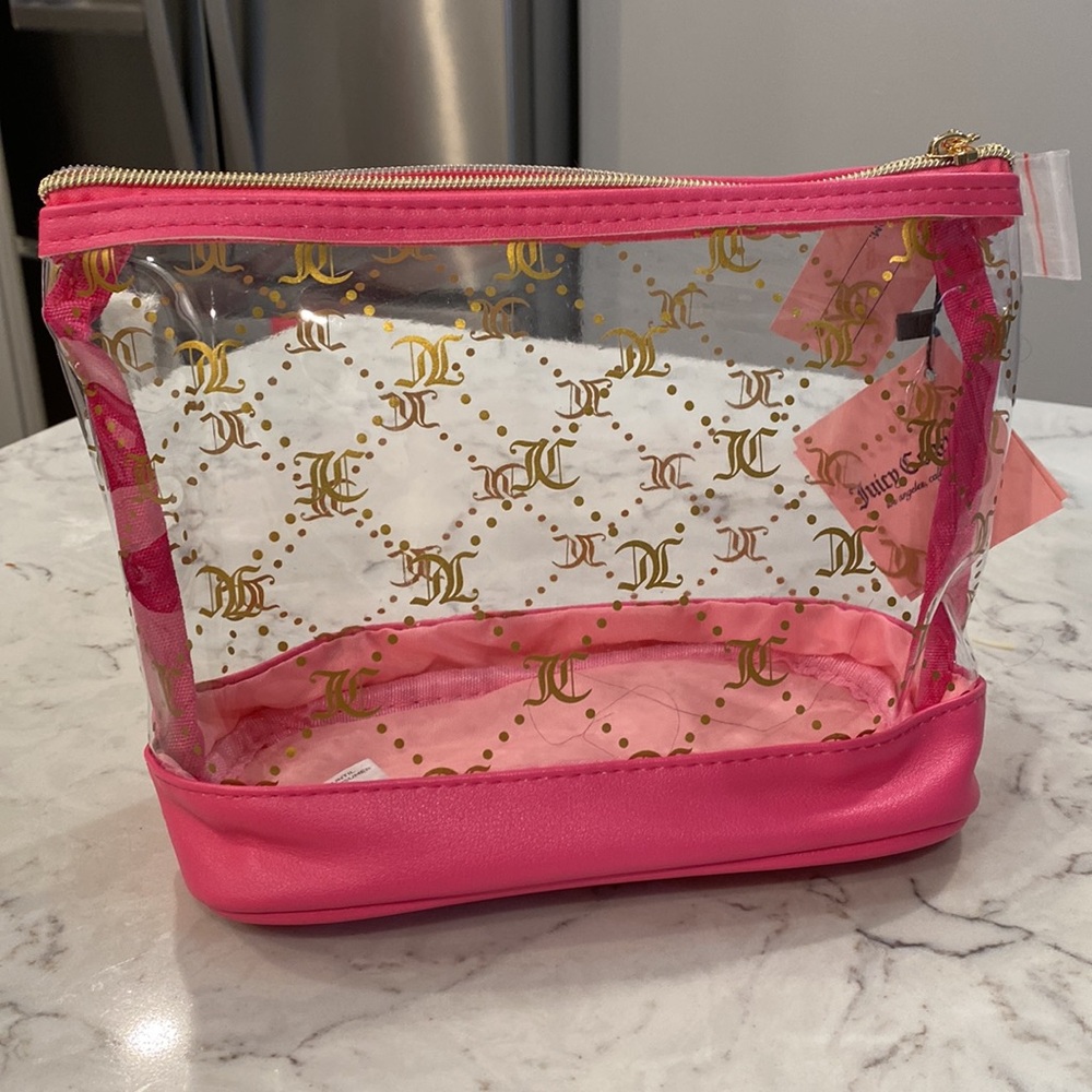 1 Juicy Couture Pink and Gold clear Cosmetic Bag